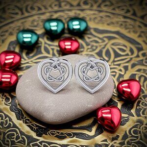 Celtic Knotwork Heart Sterling Silver Post Earrings